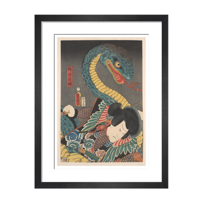 Battling a giant snake (centre panel) - Art print