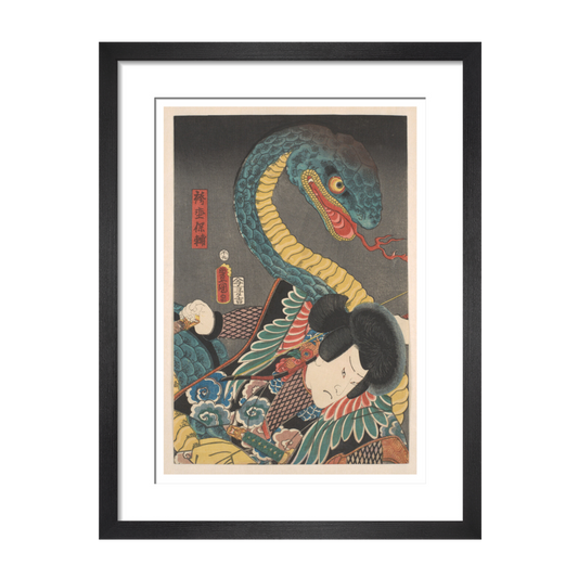 Battling a giant snake (centre panel) - Art print