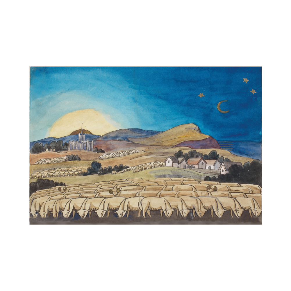 Evening Landscape with Sheep - Christmas card pack