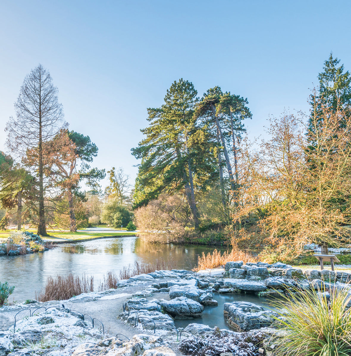 The Lake and Rock Garden with snow - Christmas card pack