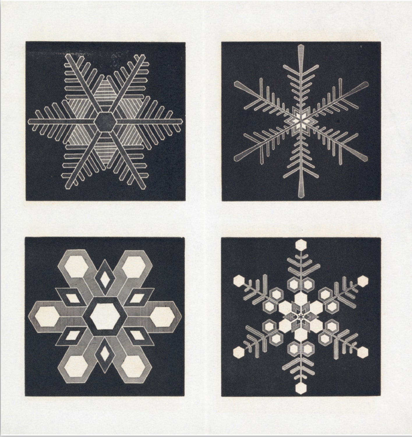 Four Snow Crystals - Christmas card pack