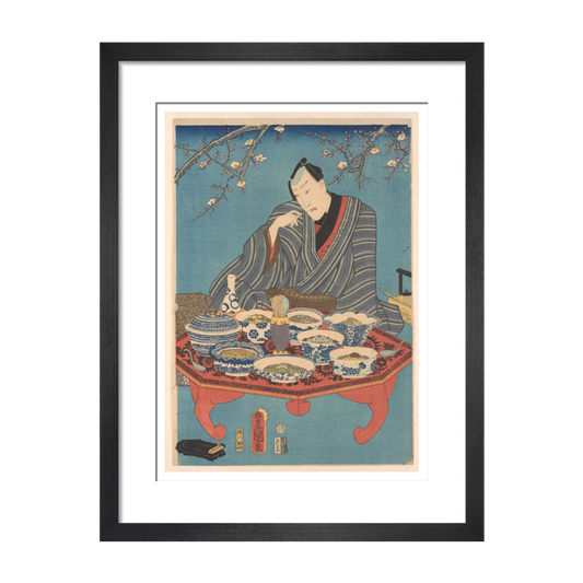 Enjoying a Banquet in a Plum Orchard (centre panel) - Art print