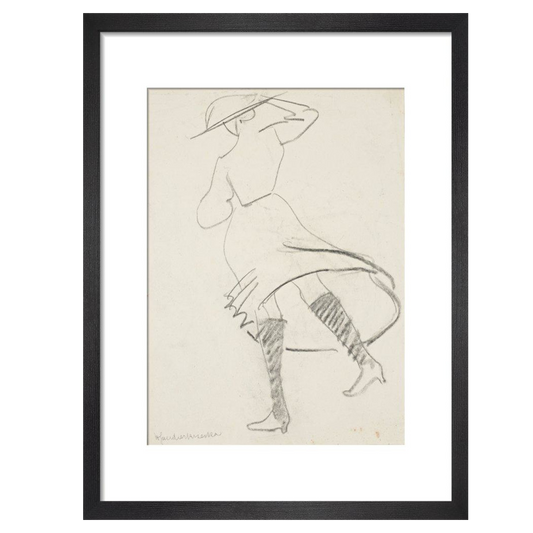 Girl with skirt blowing - Art print