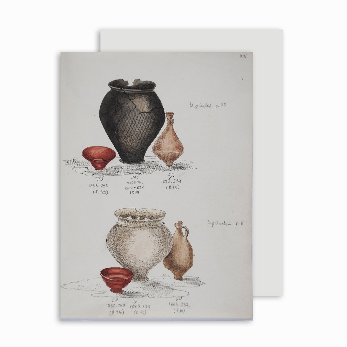 Pottery excavated from Litlington Roman cemetery - Greeting card