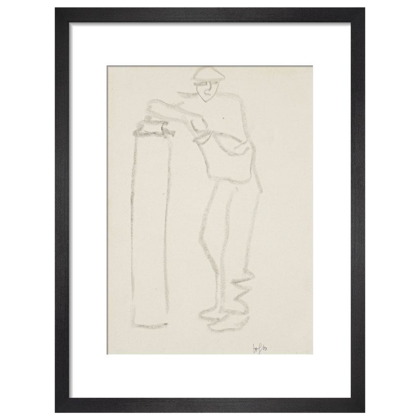 Man leaning on a pillar - Art print