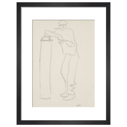 Man leaning on a pillar - Art print