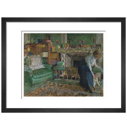 Marguerite Chapin in her apartment with her dog - Art print