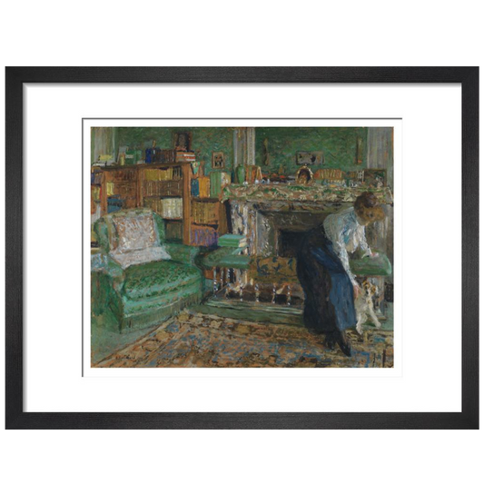 Marguerite Chapin in her apartment with her dog - Art print