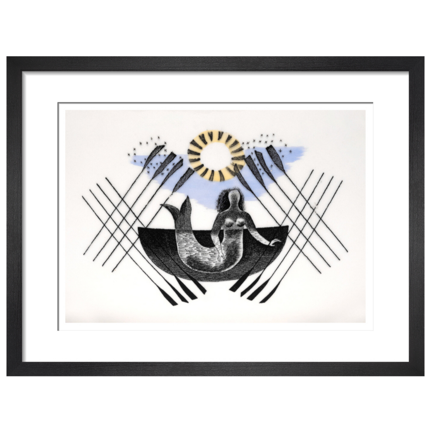 Mermaid and Crossed Oars - Art print