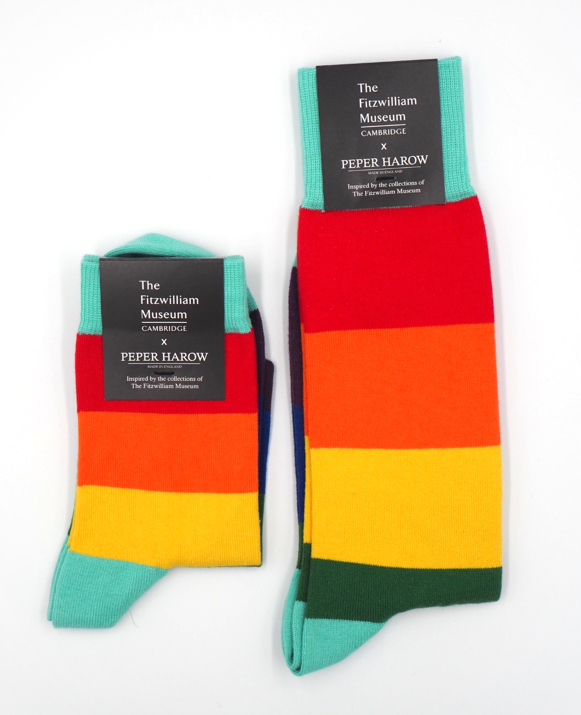 Rainbow socks featuring Cambridge blue colour