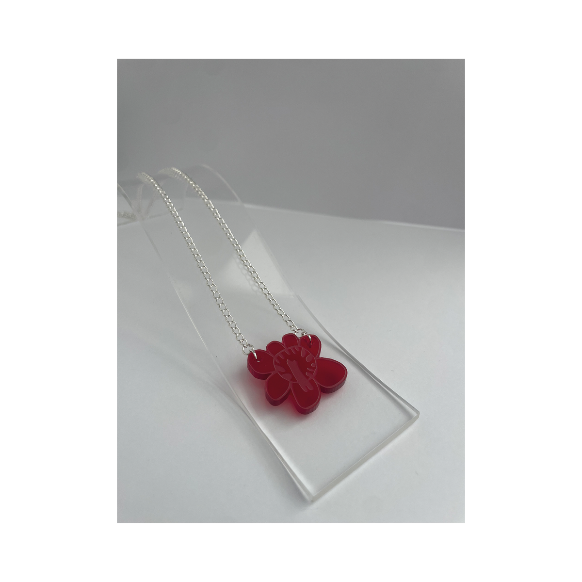 Made This Way Red Flower - Necklace