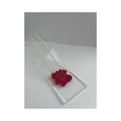 Made This Way Red Flower - Necklace