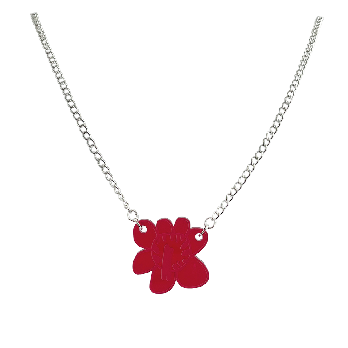 Made This Way Red Flower - Necklace