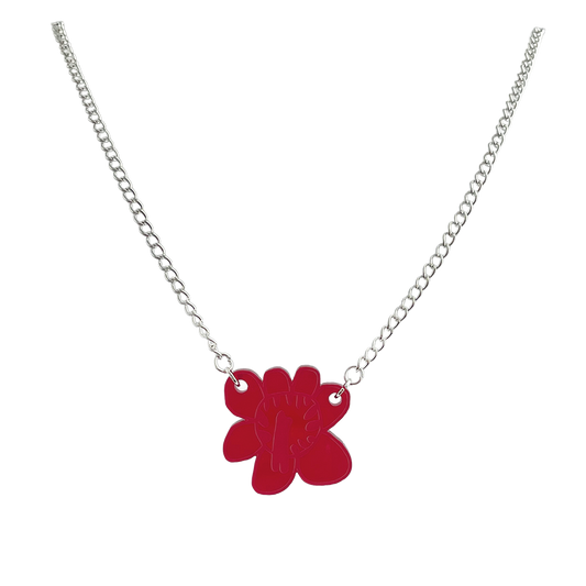 Made This Way Red Flower - Necklace
