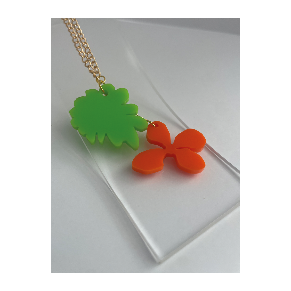 Made This Way Leaf and Orange Flower - Necklace