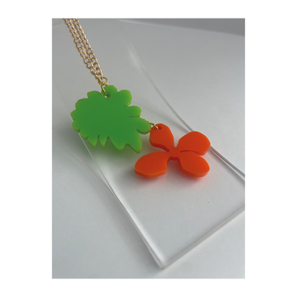 Made This Way Leaf and Orange Flower - Necklace