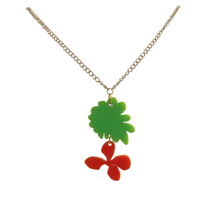 Made This Way Leaf and Orange Flower - Necklace