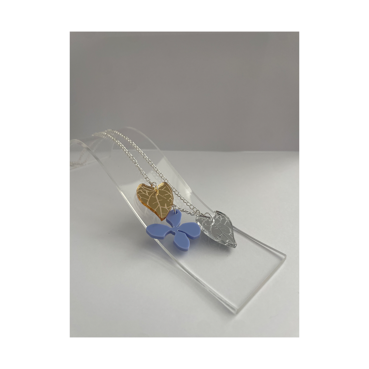 Made This Way Purple Flower with Leaves - Necklace
