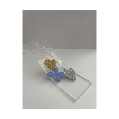 Made This Way Purple Flower with Leaves - Necklace