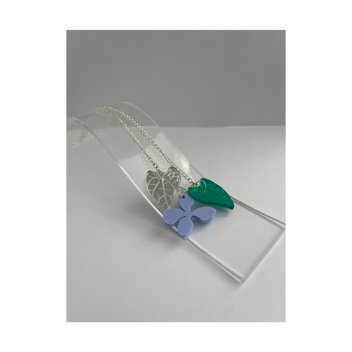 Made This Way Purple Flower with Leaves - Necklace
