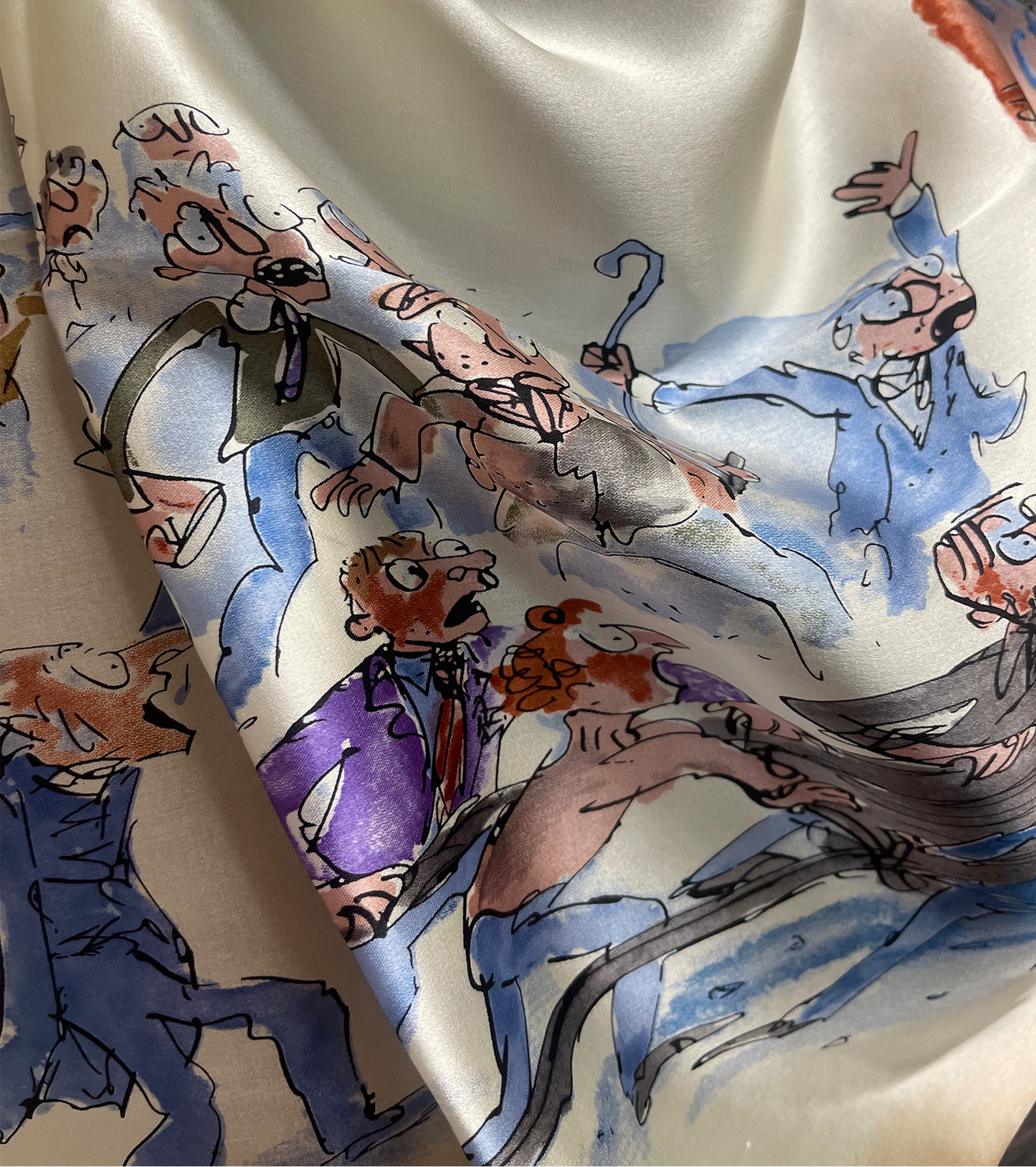 Newnham College Silk Scarf - Storming the Gates by Quentin Blake