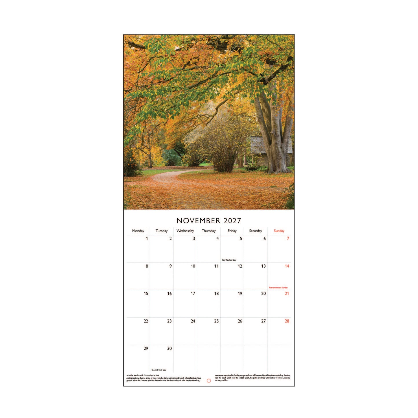 Cambridge University Botanic Garden - Wall Calendar 2027
