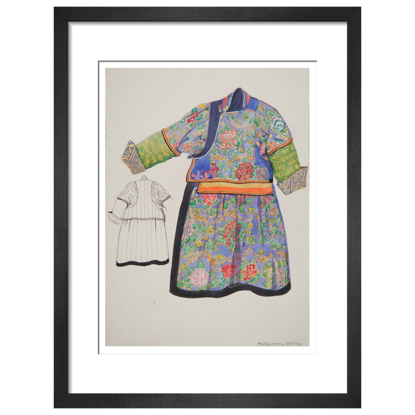 Paintings and drawings of Mongolian clothing - Art print