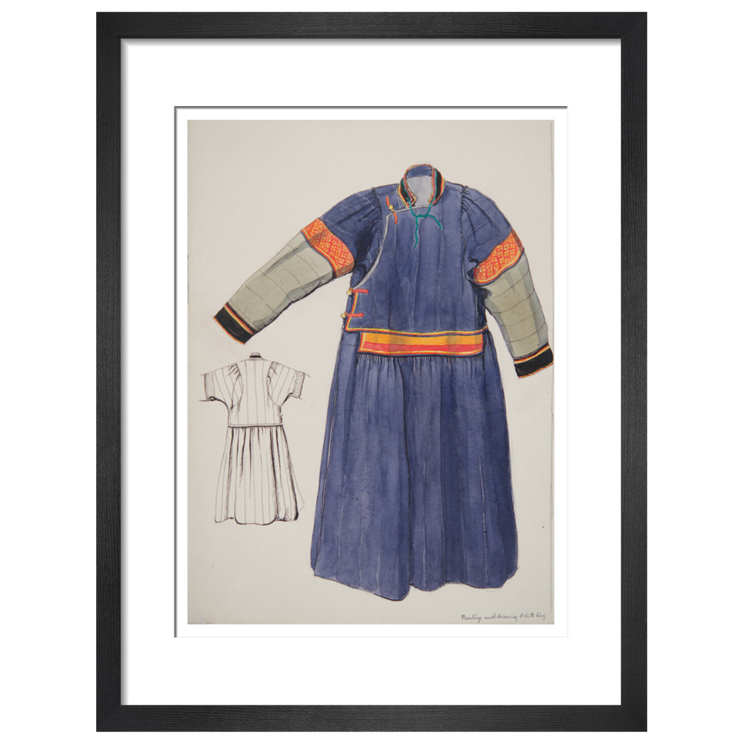 Paintings and drawings of Mongolian clothing - Art print