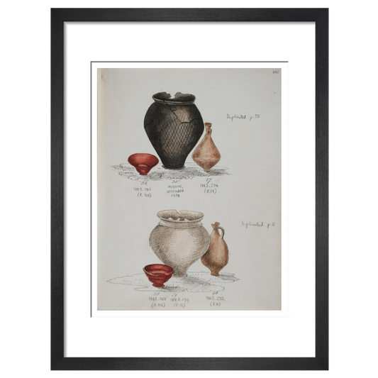 Pottery excavated from Litlington Roman cemetery - Art print