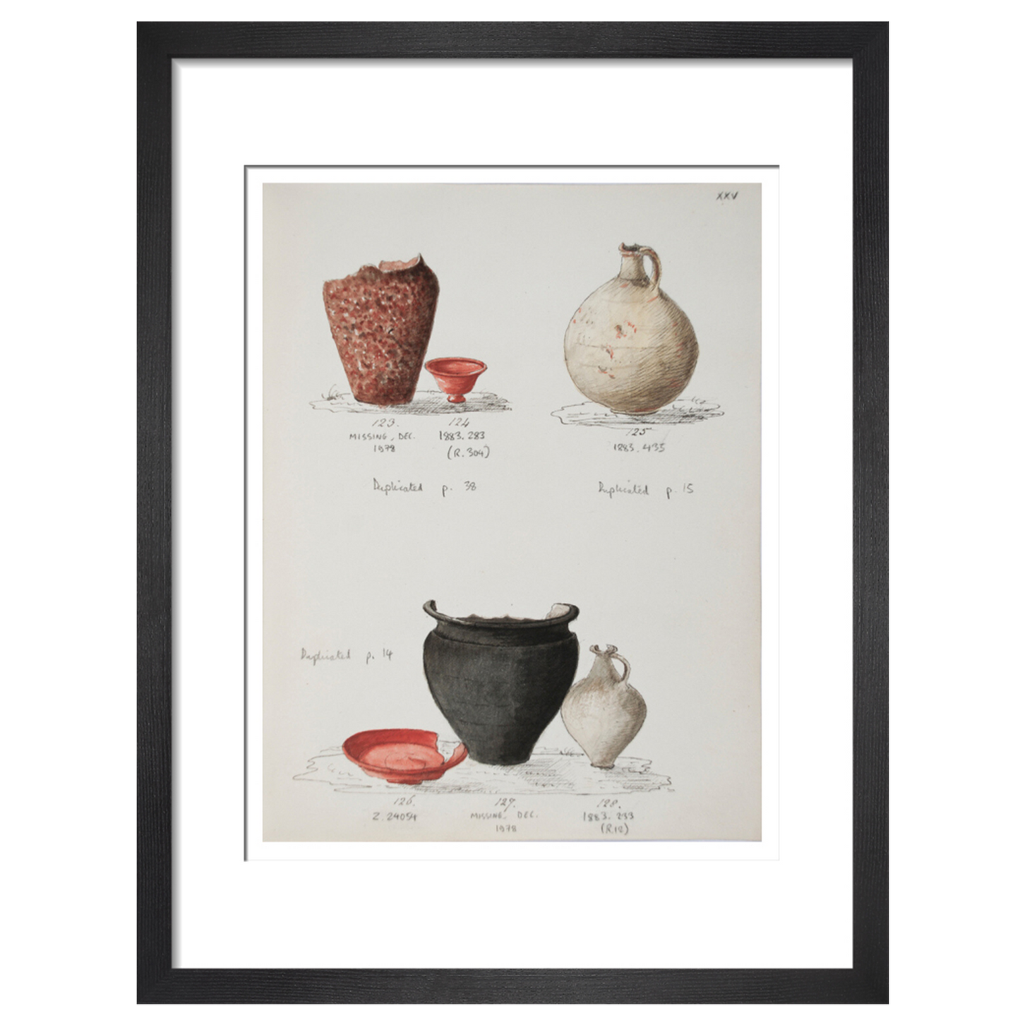 Pottery excavated from Litlington Roman cemetery - Art print