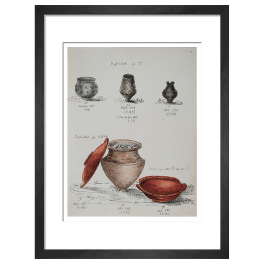 Pottery excavated from Litlington Roman cemetery - Art print