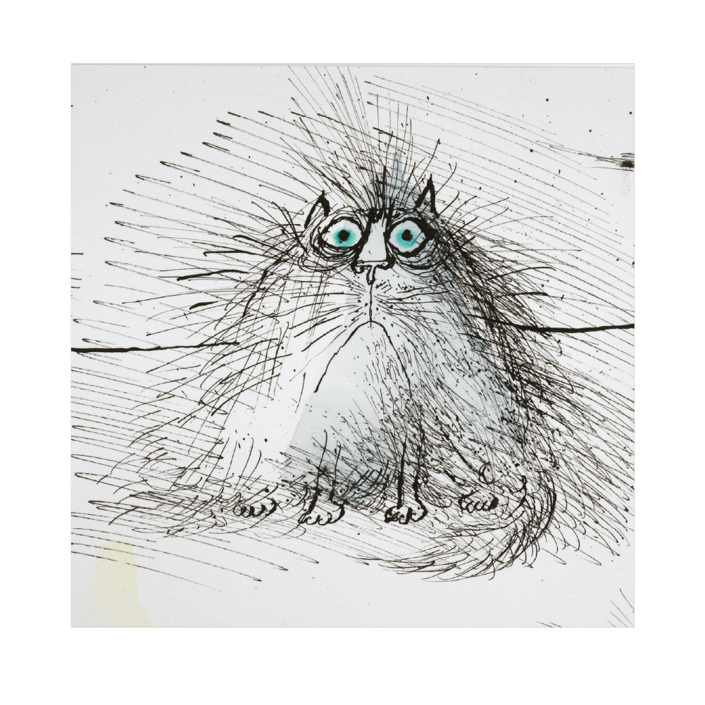 Grumpy Cat Ronald Searle - Greetings Card