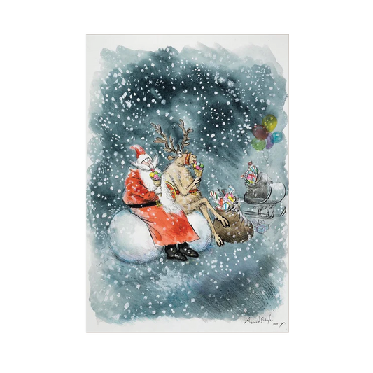 Santa and Rudolf with Ice Cream - Christmas card pack