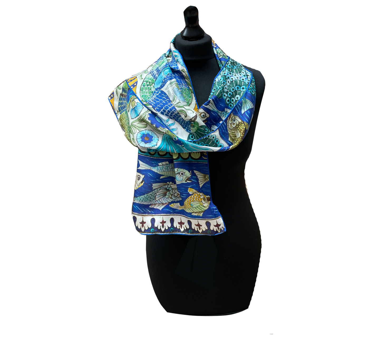 De Morgan Peacock Tiles - Habotai silk scarf