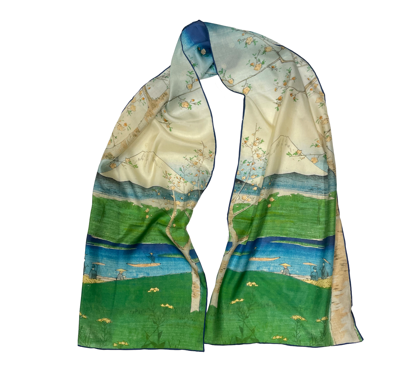 Riverside Cherry Blossom - Habotai silk scarf