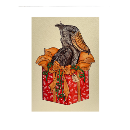 Shoebill Present - Christmas card