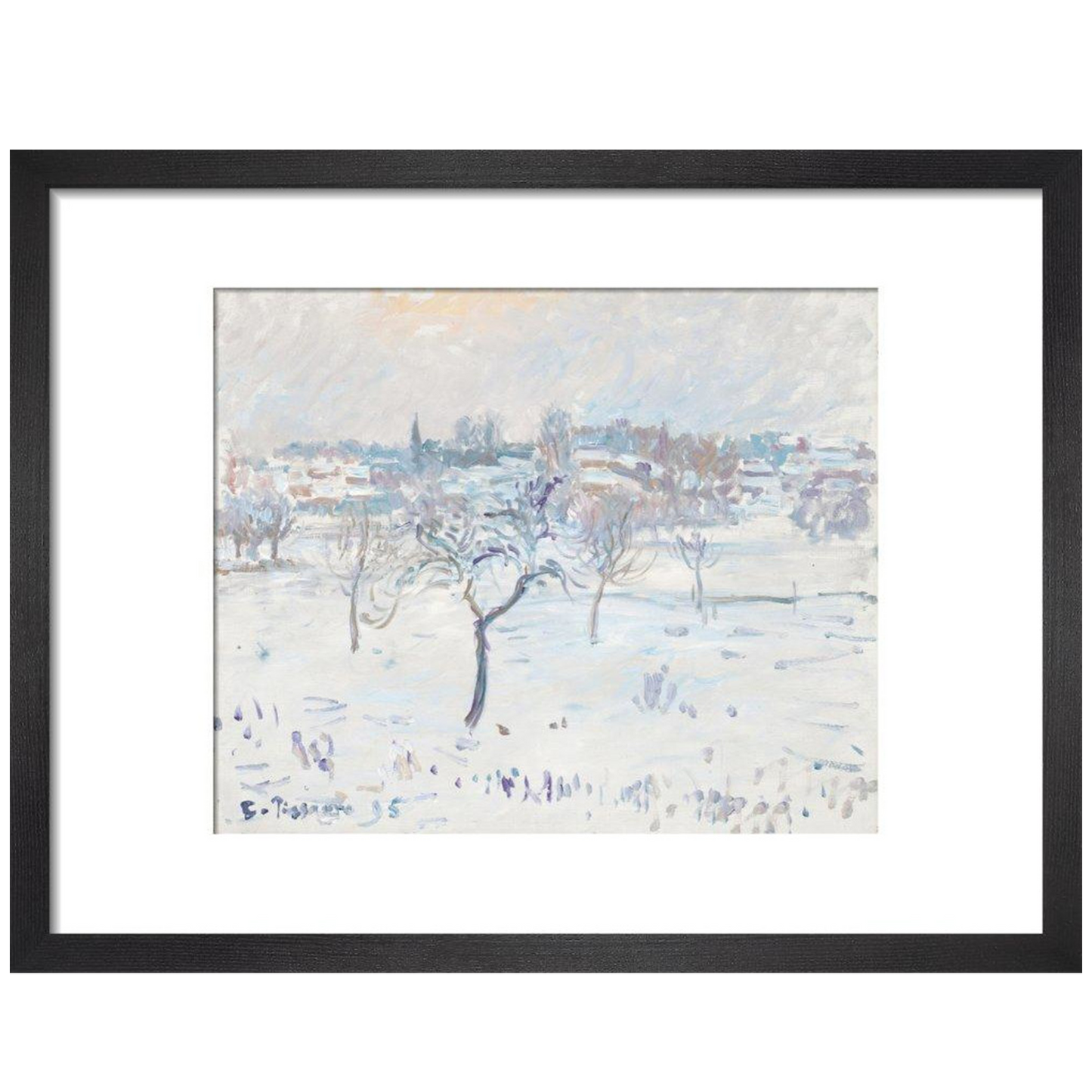 Snowy landscape at Eragny - Art print