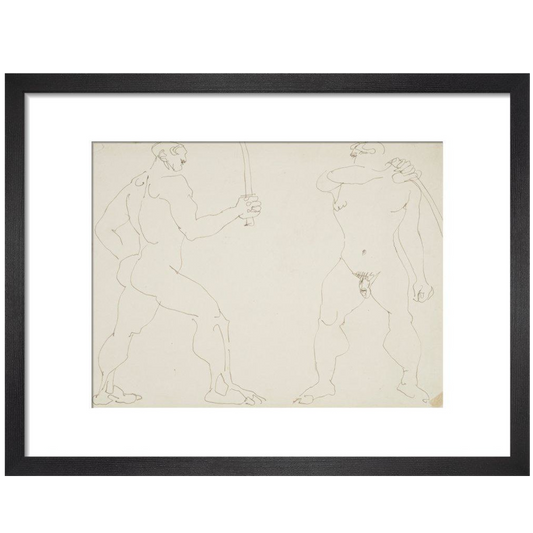 Two nude sword fighters - Art print