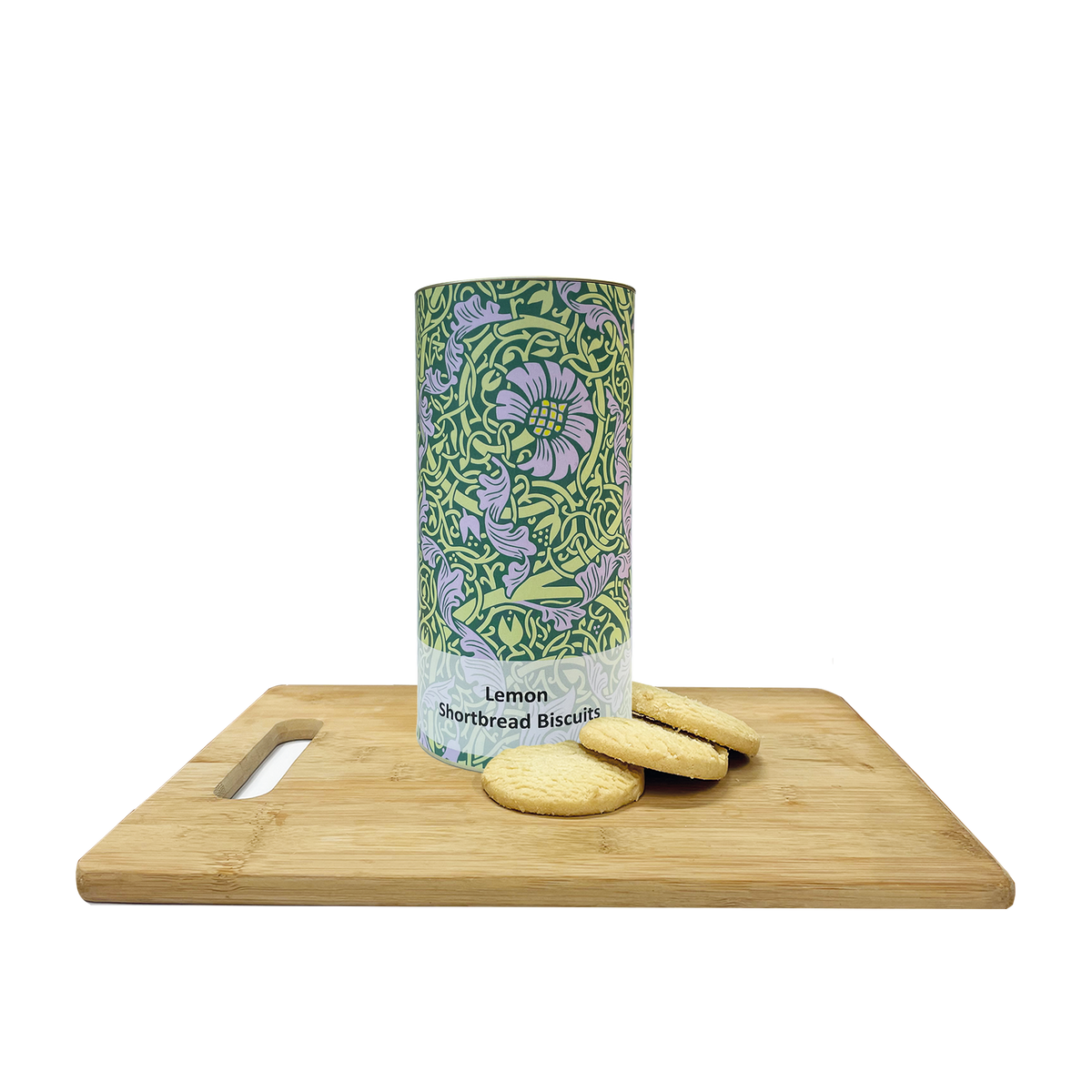 Lilac and Green Biscuit Drum - Lemon Shortbread