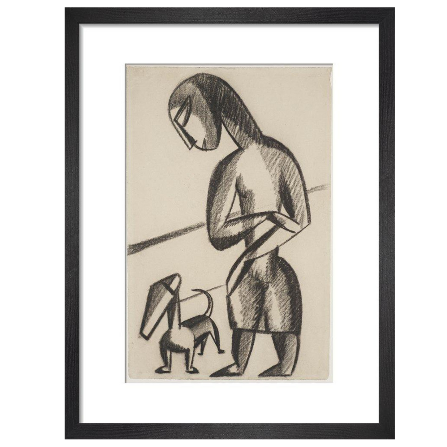 Woman and dog - Art print