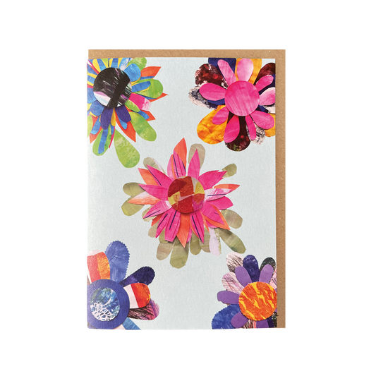 Bouquet on Blue - Greeting card