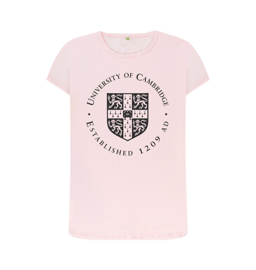 Pink Women's Crew Neck University of Cambridge T-Shirt, Large Shield