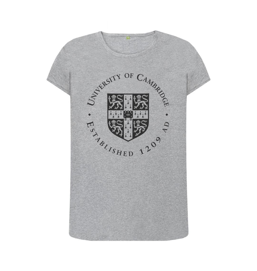 Athletic Grey Women's Crew Neck University of Cambridge T-Shirt, Large Shield