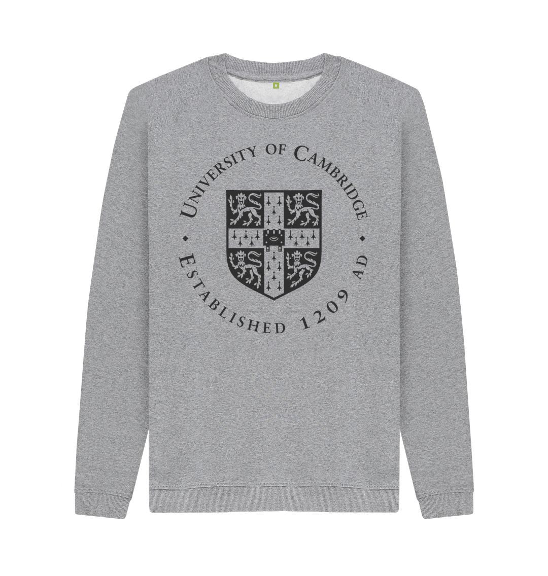 Light Heather Men's University of Cambridge Crew Neck Sweater, Large Shield