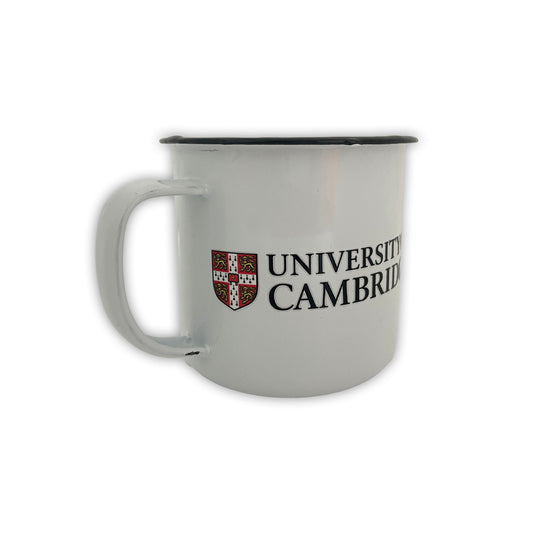 University of Cambridge white enamel mug