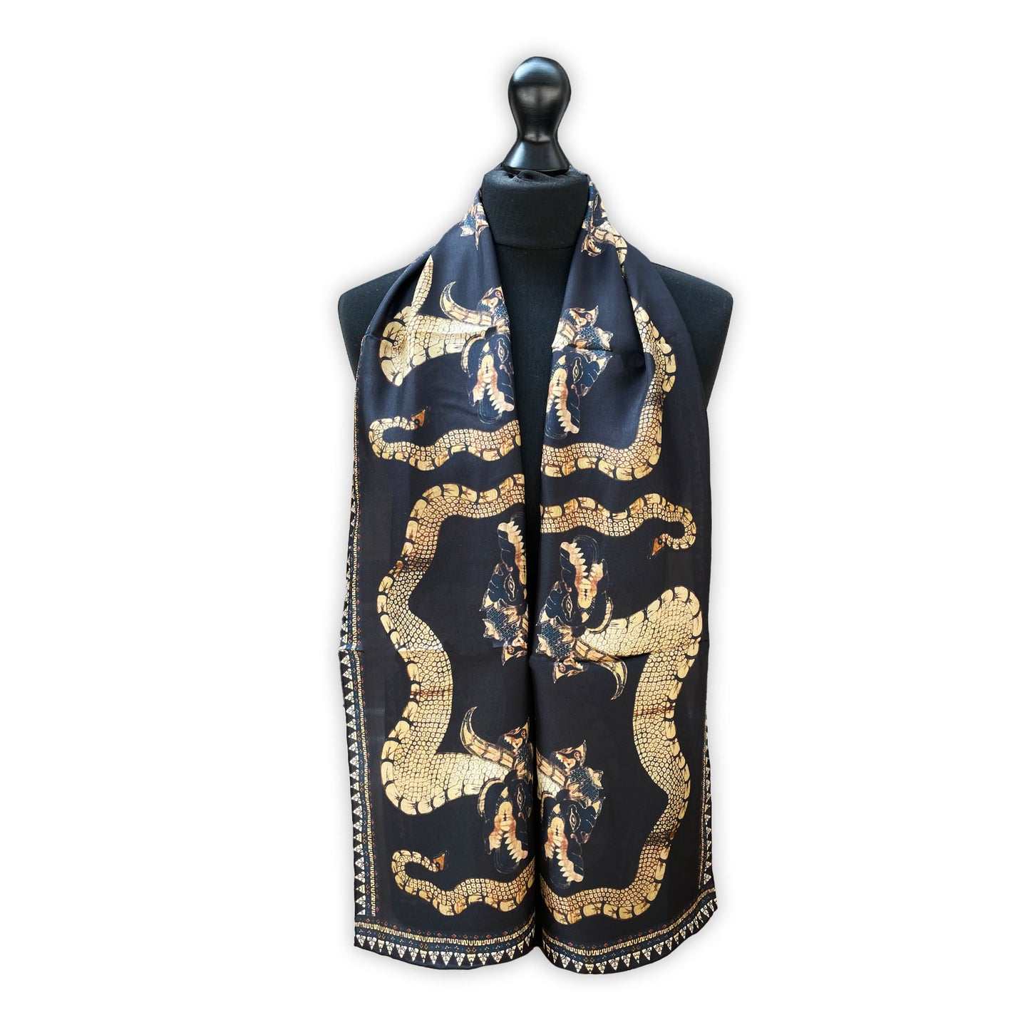 Gold Dragons - Habotai silk scarf