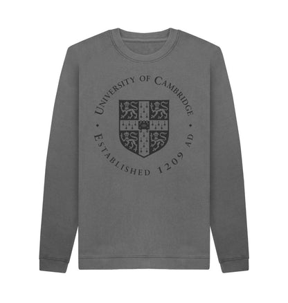 Slate Grey Men's University of Cambridge Crew Neck Sweater, Large Shield