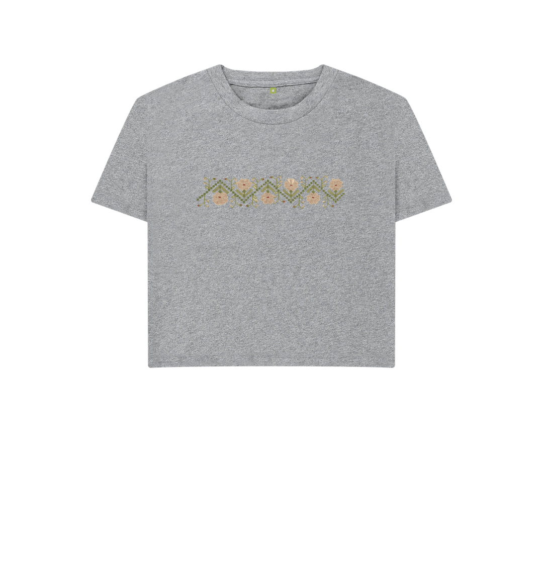 Athletic Grey Women's Sampler Flower Band, Cropped T-Shirt