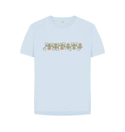 Sky Blue Women's Sampler Flower Band T-shirt