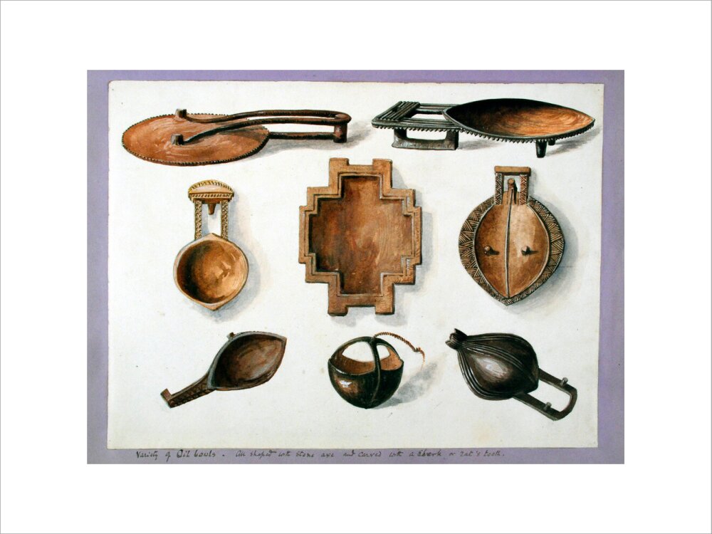Fiji. Variety of Oil bowls - Art print